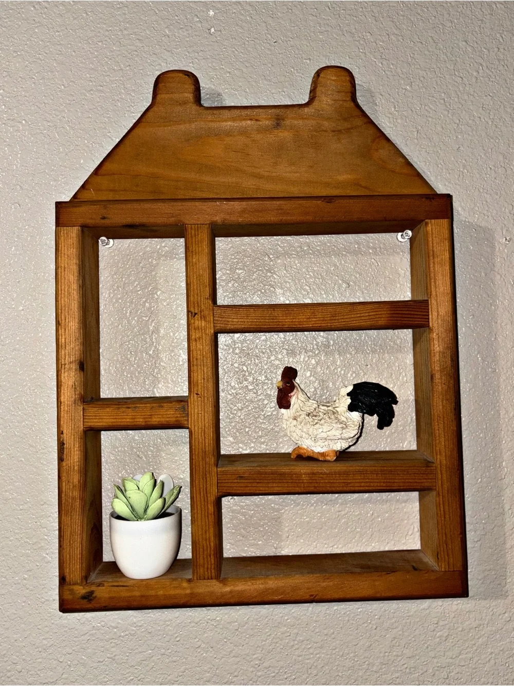 Vintage Wooden House Trinket & Miniature Display cubby Shelf